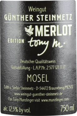 Merlot Barrique - Günther Steinmetz -Ferrari || Nautilus || Bree Sales Merlot2015 etikett2