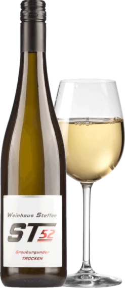12x Vorteils-Weinpaket ST #52 Grauburgunder Trocken - Weinhaus Steffen -Ferrari || Nautilus || Bree Sales ST52 Grauburgunder trocken Weinhaus Steffen Glas