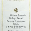 Wehlener Sonnenuhr Riesling Kabinett - Günther Steinmetz -Ferrari || Nautilus || Bree Sales WehlenerSonnenuhr etikett2