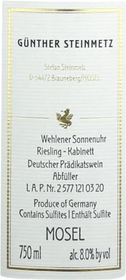 Wehlener Sonnenuhr Riesling Kabinett - Günther Steinmetz