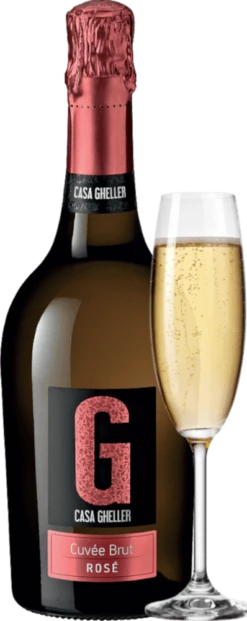 6x Vorteils-Weinpaket Cuvée Brut Rosé Spumante - Casa Gheller -Ferrari || Nautilus || Bree Sales cuvee brut rose spumante casa gheller glas