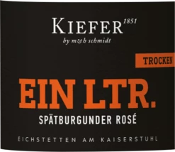 Spätburgunder Rosé Trocken 1,0 L - Weingut Kiefer -Ferrari || Nautilus || Bree Sales kiefer spaetburgunder 1l etikett