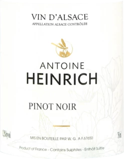 Pinot Noir Alsace AOC - Antoine Heinrich -Ferrari || Nautilus || Bree Sales pinot noir alsace aoc antoine heinrich label